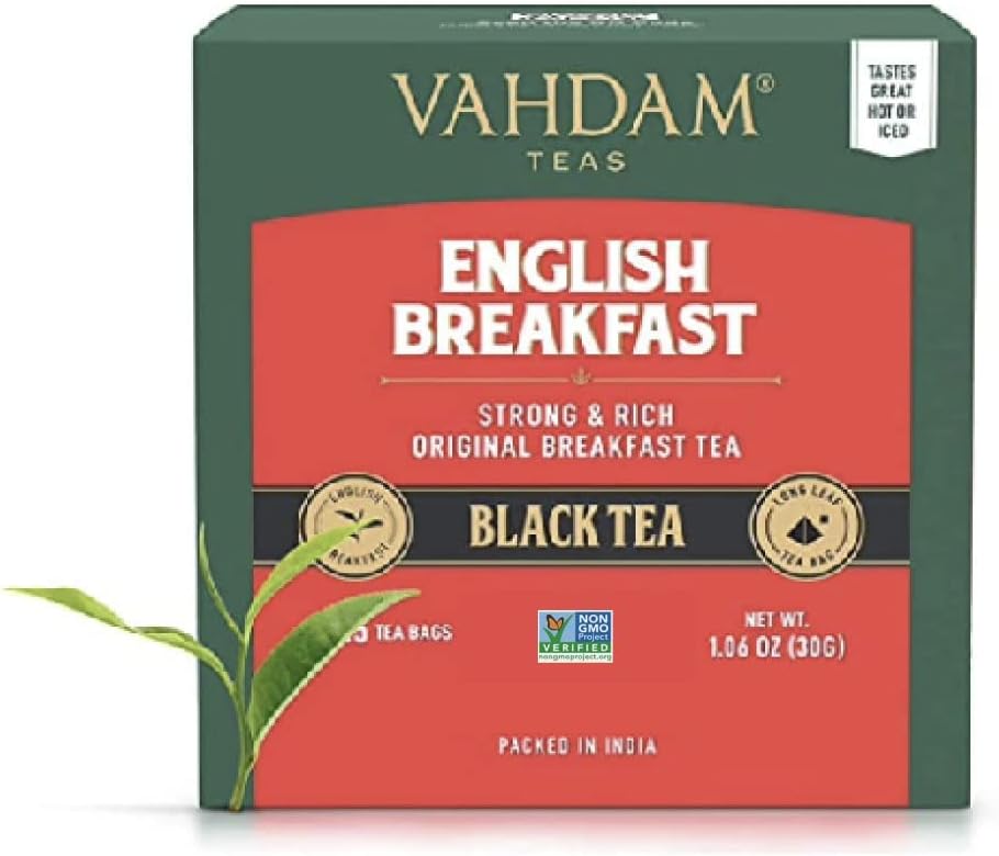 VAHDAM English Breakfast Black Tea Bags (15 Count) High Caffeine | Strong, Robust & Flavoury - Pyramid Tea Bags- Full Bodied Black Tea Leaves