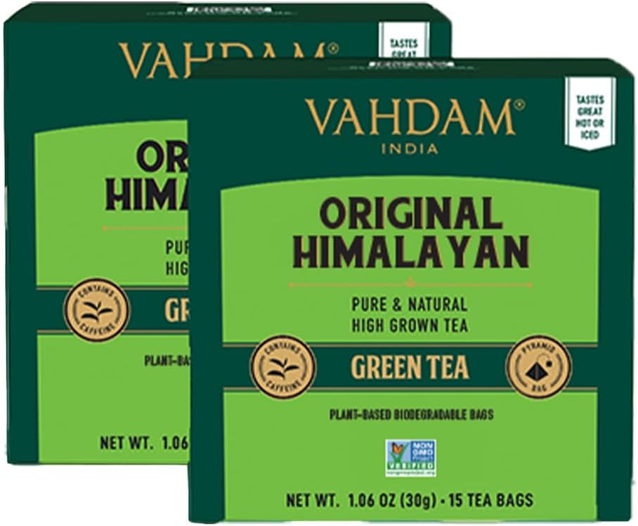 VAHDAM, Sweet Himalayan Green Tea Bags (30 Pyramid Tea Bags) Superfood Blend - 100% Natural Ingredients- Green Tea - Easy Brewing and Tastes Delicious