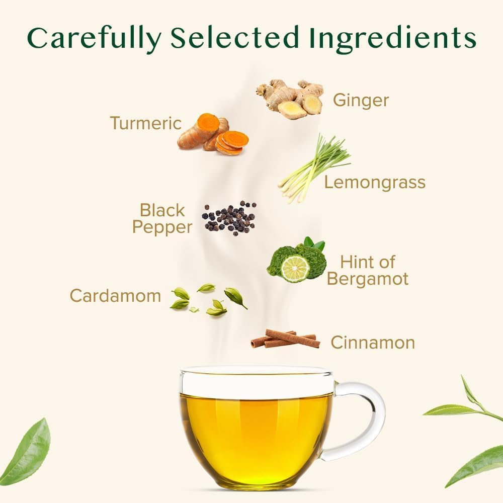 VAHDAM, Turmeric Spice Herbal Tea Bags (30 Count) Caffeine Free, Non GMO, Gluten Free - 100% Pure Herbal Tisane - Savory & Spicy - Individually Wrapped Pyramid Tea Bags