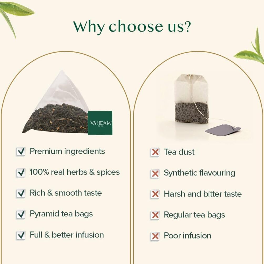 VAHDAM Assam Exotic Black Tea Bags (15 Count) High Caffeine, Gluten Free, Full Bodied - Pyramid Tea Bags - Strong, Robust & Flavoury