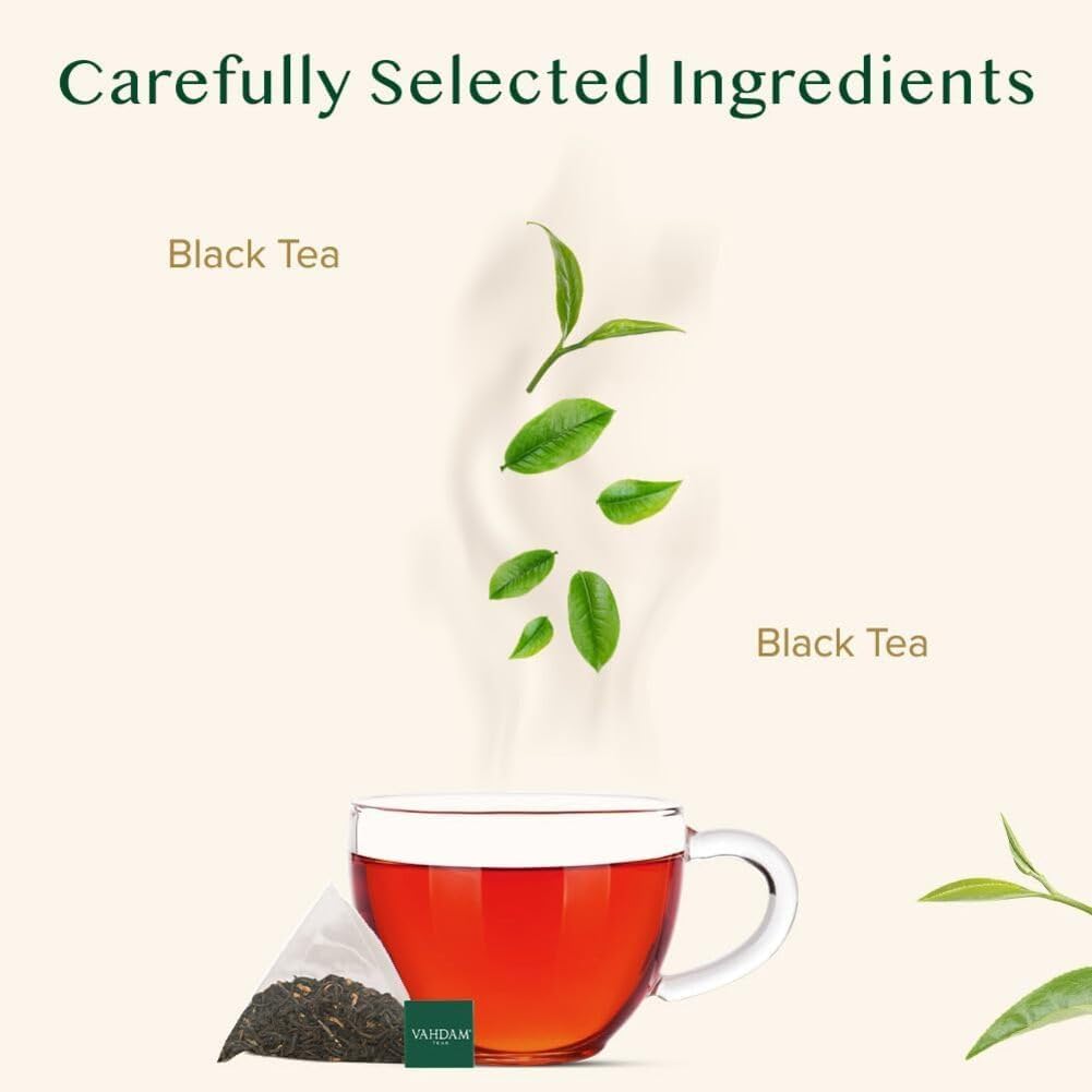 VAHDAM English Breakfast Black Tea Bags (15 Count) High Caffeine | Strong, Robust & Flavoury - Pyramid Tea Bags- Full Bodied Black Tea Leaves
