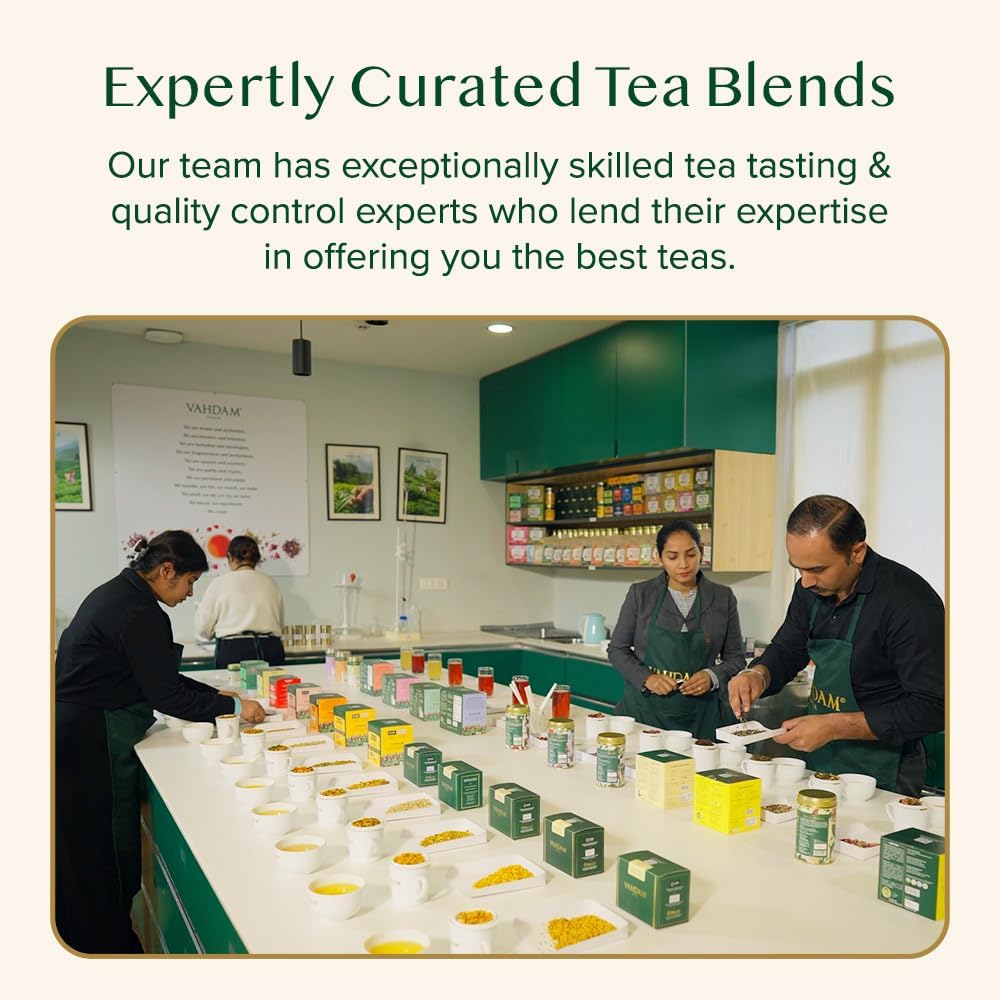 VAHDAM, Turmeric + Ginger Powerful SUPERFOOD Blend (15 Pyramid Tea Bag) Herbal Tea Bags, 100% Natural Ingredients- Turmeric & Ginger Tea