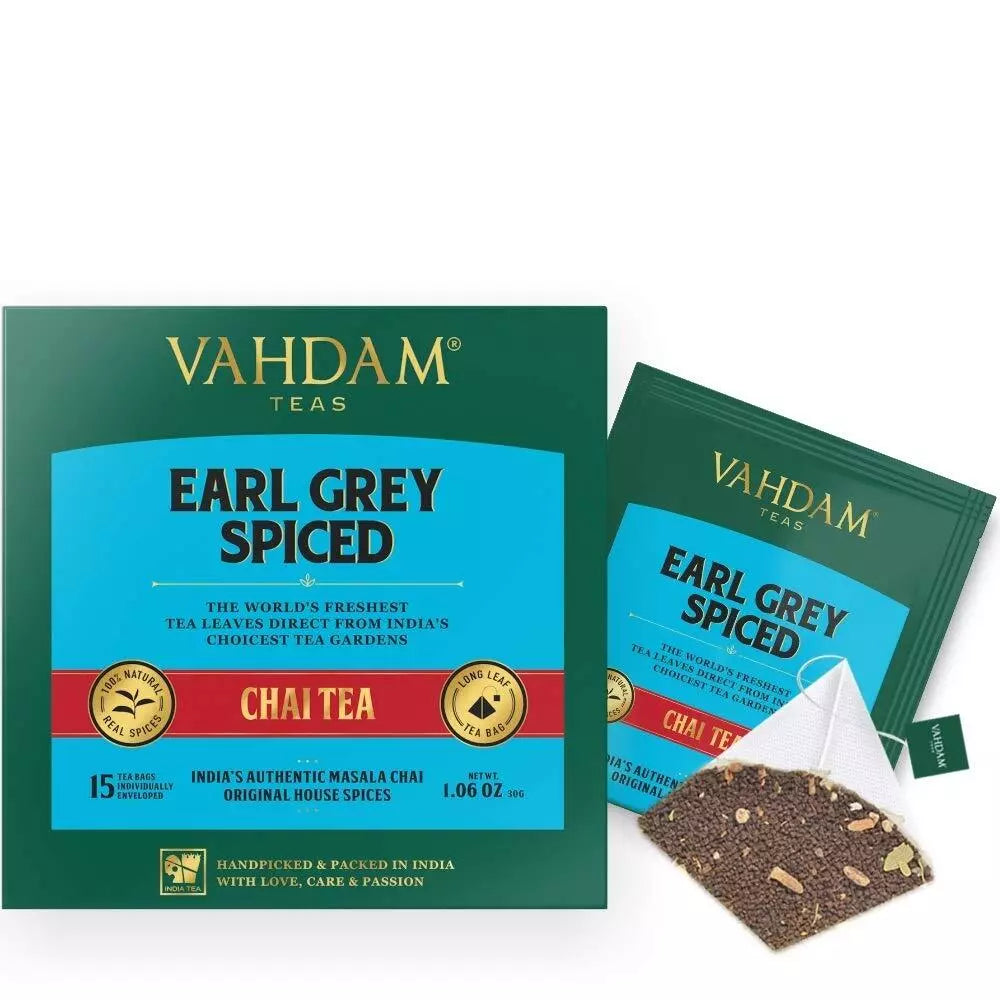 Vahdam Earl Grey Masala Chai Tea (15 Tea Bag)