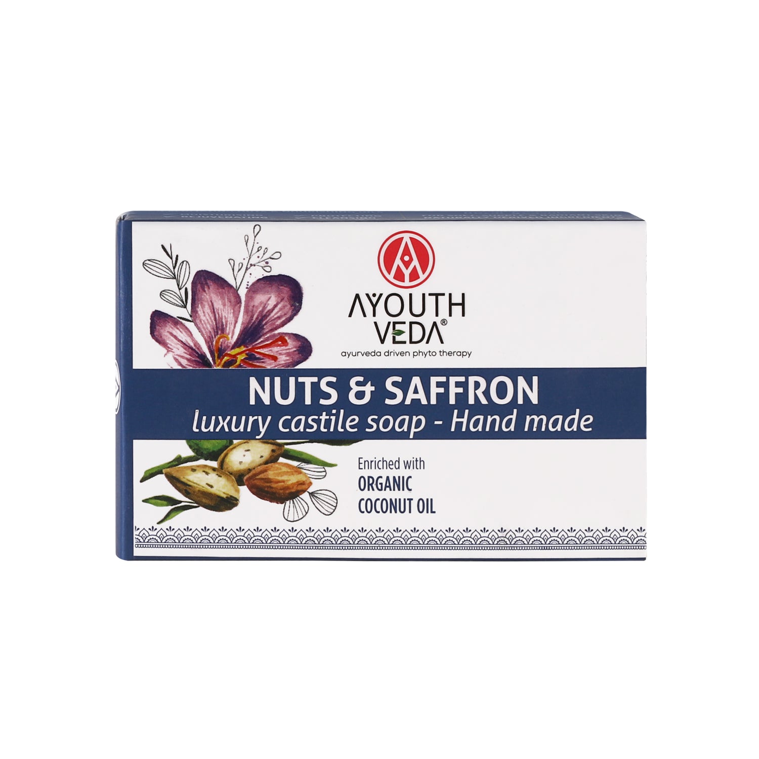 AyouthVeda Nuts &amp; Saffron Luxury Handmade Castile Soap 110g