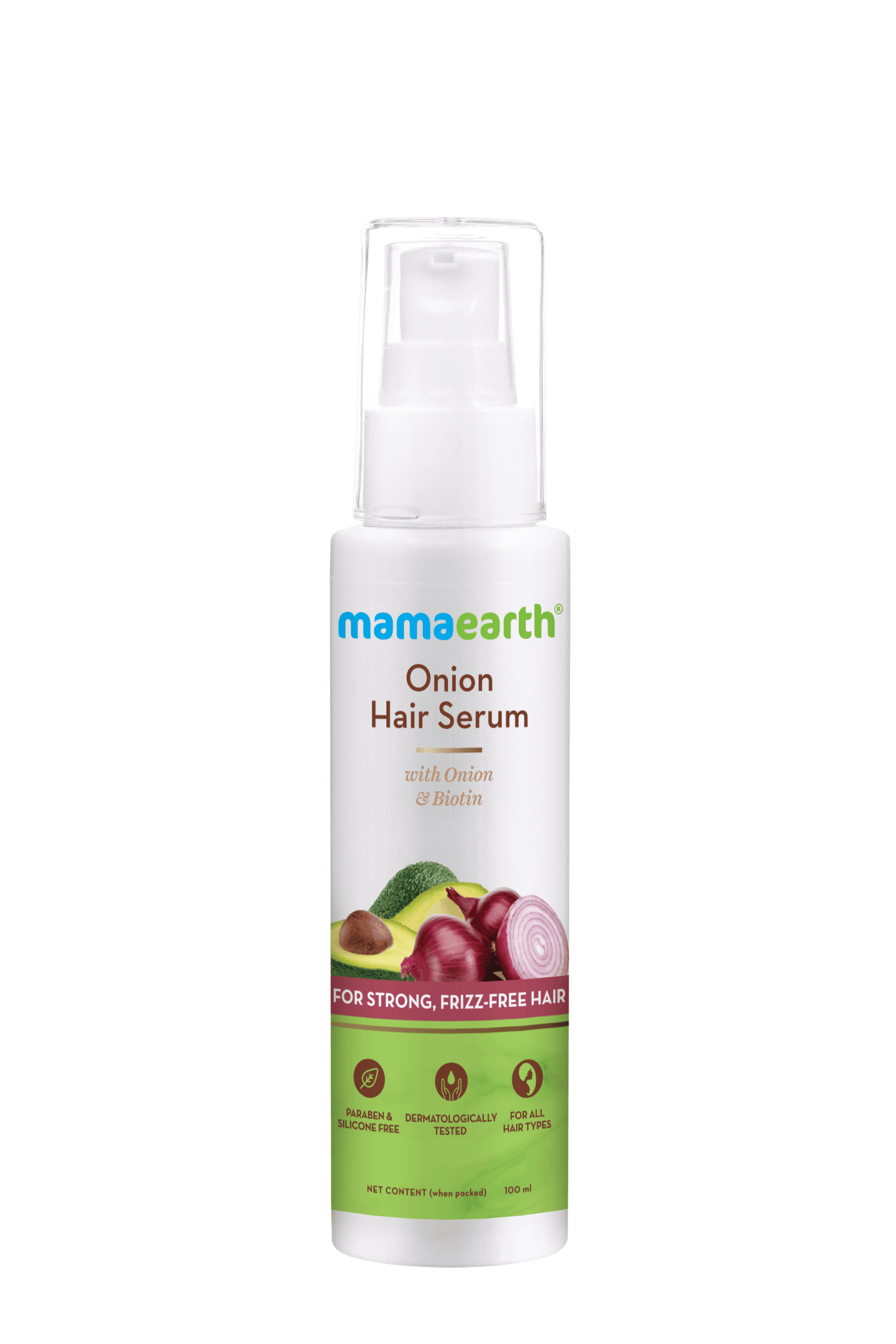 Mamaearth Onion Hair Serum For Silky &amp; Smooth Hair, with Onion &amp; Biotin for Strong, Tangle Free &amp; Frizz-Free Hair - WHITE 100 ml