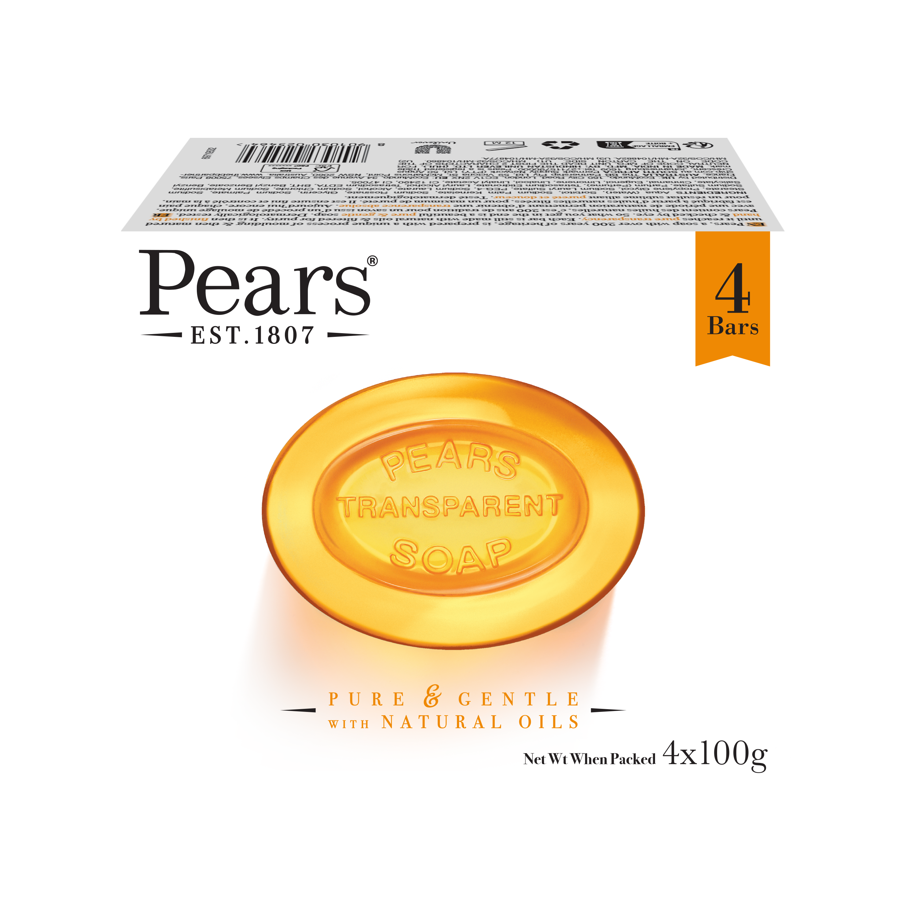 Pears Soap Bar Amber 4x100g