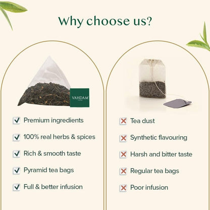 VAHDAM Assam Exotic Black Tea Bags (15 Count) High Caffeine, Gluten Free, Full Bodied - Pyramid Tea Bags - Strong, Robust &amp; Flavoury
