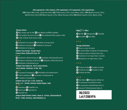 VAHDAM Pure Mint Herbal Tea (15 Pyramid Tea Bags) Caffeine Free, Non GMO, Gluten Free - Blend of Spearmint &amp; Peppermint - Sweet &amp; Minty - Resealable Ziplock Pouch