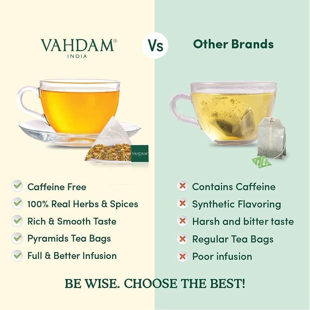 VAHDAM Hibiscus Rose Tea (15 Pyramid Tea Bags) Herbal Tea Bags- Hibiscus Rose Petals &amp; Indian Exotic Spices - Caffeine Free Hibiscus Tea, Floral Flavour Tisane - Eco-Conscious Tea Bags