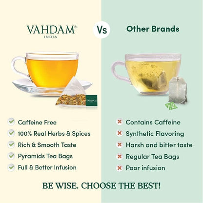 VAHDAM Pure Mint Herbal Tea (15 Pyramid Tea Bags) Caffeine Free, Non GMO, Gluten Free - Blend of Spearmint &amp; Peppermint - Sweet &amp; Minty - Resealable Ziplock Pouch