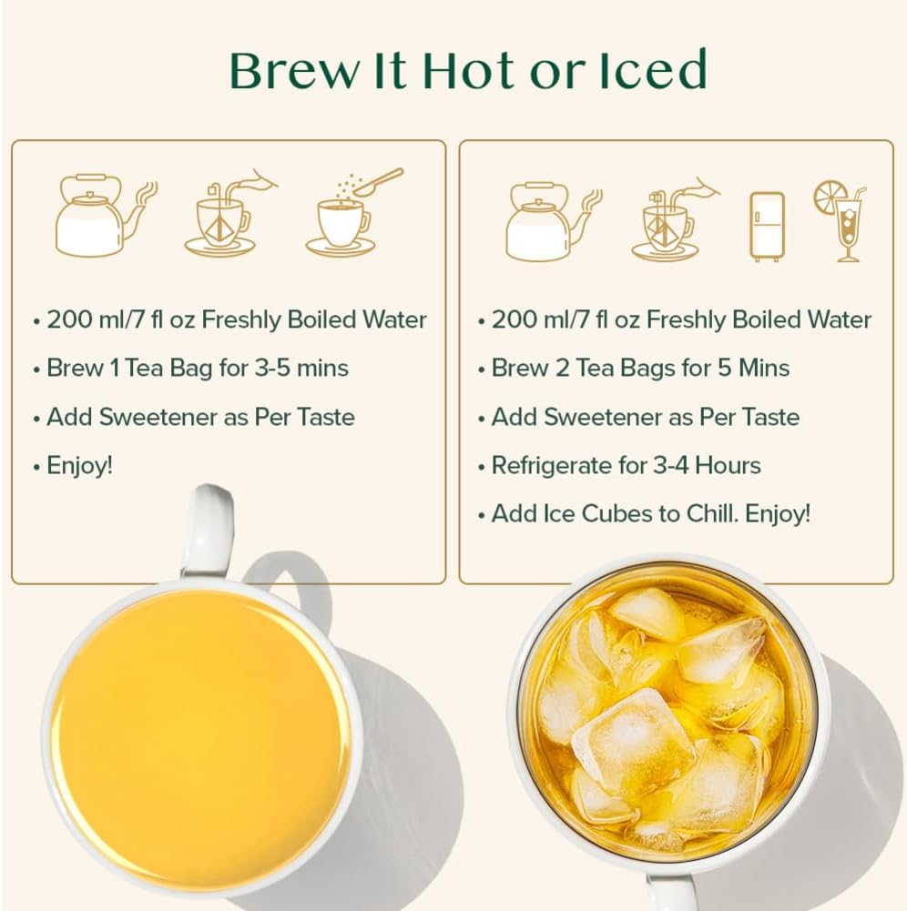 VAHDAM, Turmeric + Ginger Powerful SUPERFOOD Blend (15 Pyramid Tea Bag) Herbal Tea Bags, 100% Natural Ingredients- Turmeric &amp; Ginger Tea