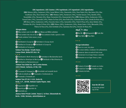 VAHDAM Hibiscus Rose Tea (15 Pyramid Tea Bags) Herbal Tea Bags- Hibiscus Rose Petals &amp; Indian Exotic Spices - Caffeine Free Hibiscus Tea, Floral Flavour Tisane - Eco-Conscious Tea Bags