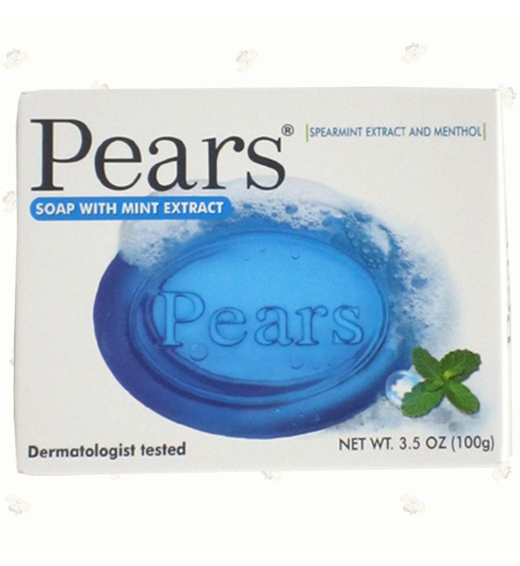 Pears Pure &amp; Gentle Transparent Natural Soap Bar - Made with Mint Extracts, Nourishing and Refreshing Bathing Cleanser -125g
