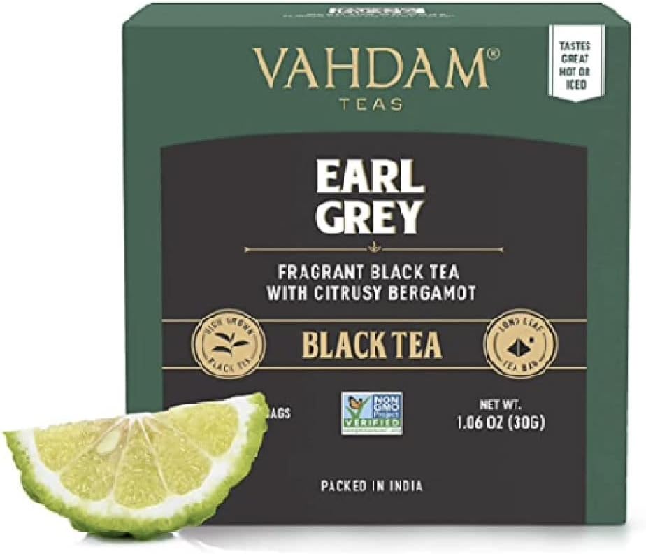 VAHDAM Earl Grey Black Tea Bags (100 Count) Medium Caffeine, Non GMO, Gluten Free - Citrus Bergamot &amp; Smooth - Resealable Ziplock Pouch - Plant Based Tea Bags