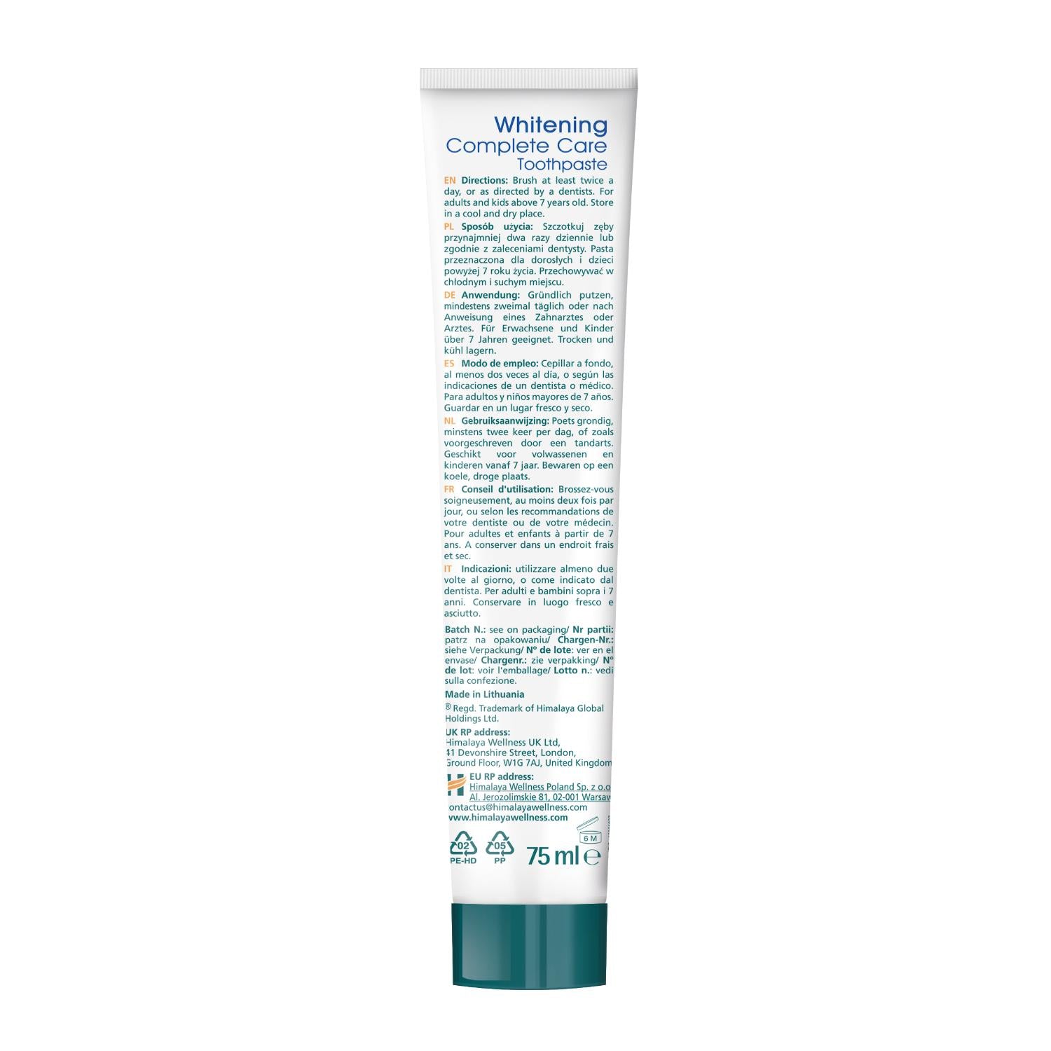 Himalaya Botanique Whitening Complete Care Toothpaste - Peppermint 75g