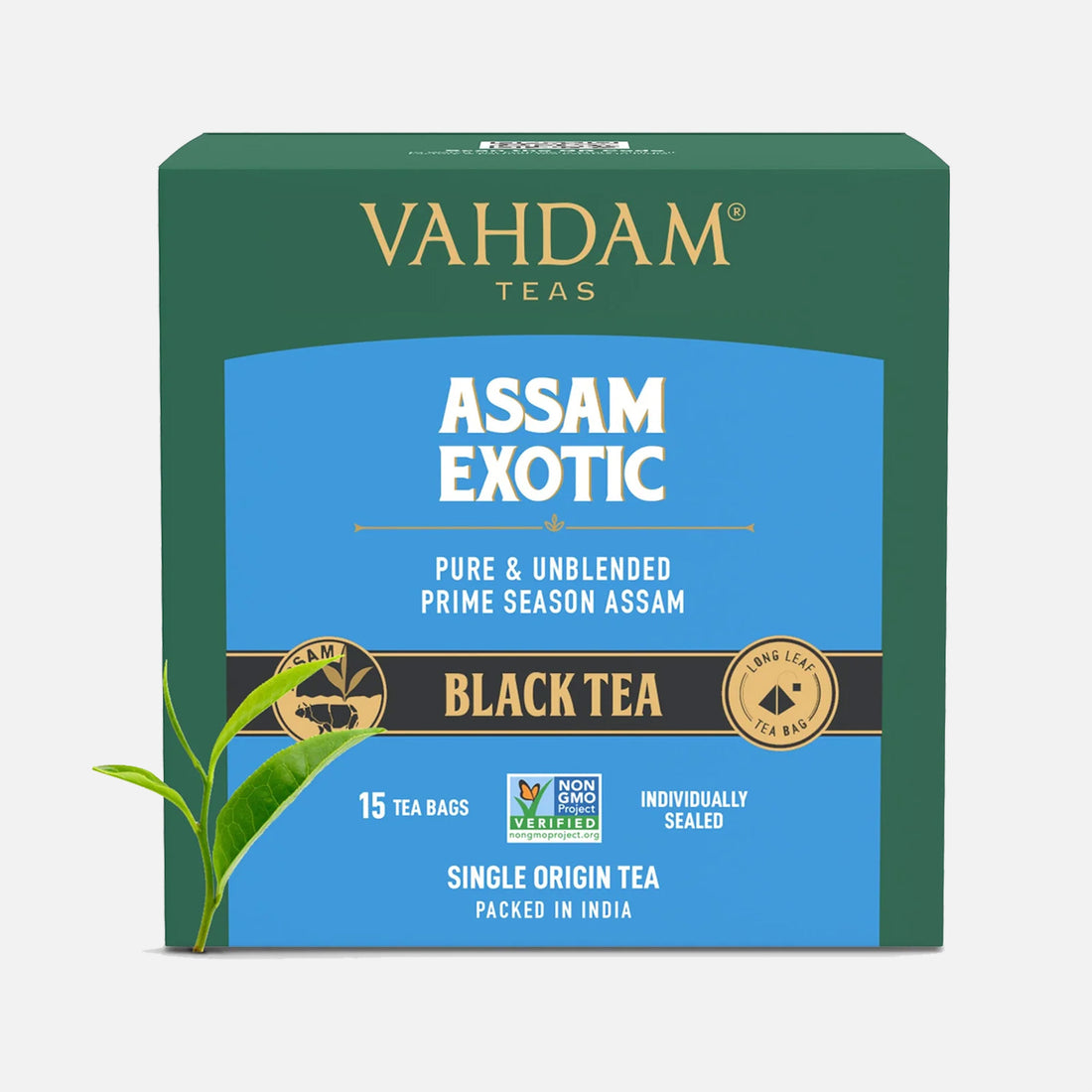 VAHDAM Assam Exotic Black Tea Bags (15 Count) High Caffeine, Gluten Free, Full Bodied - Pyramid Tea Bags - Strong, Robust &amp; Flavoury