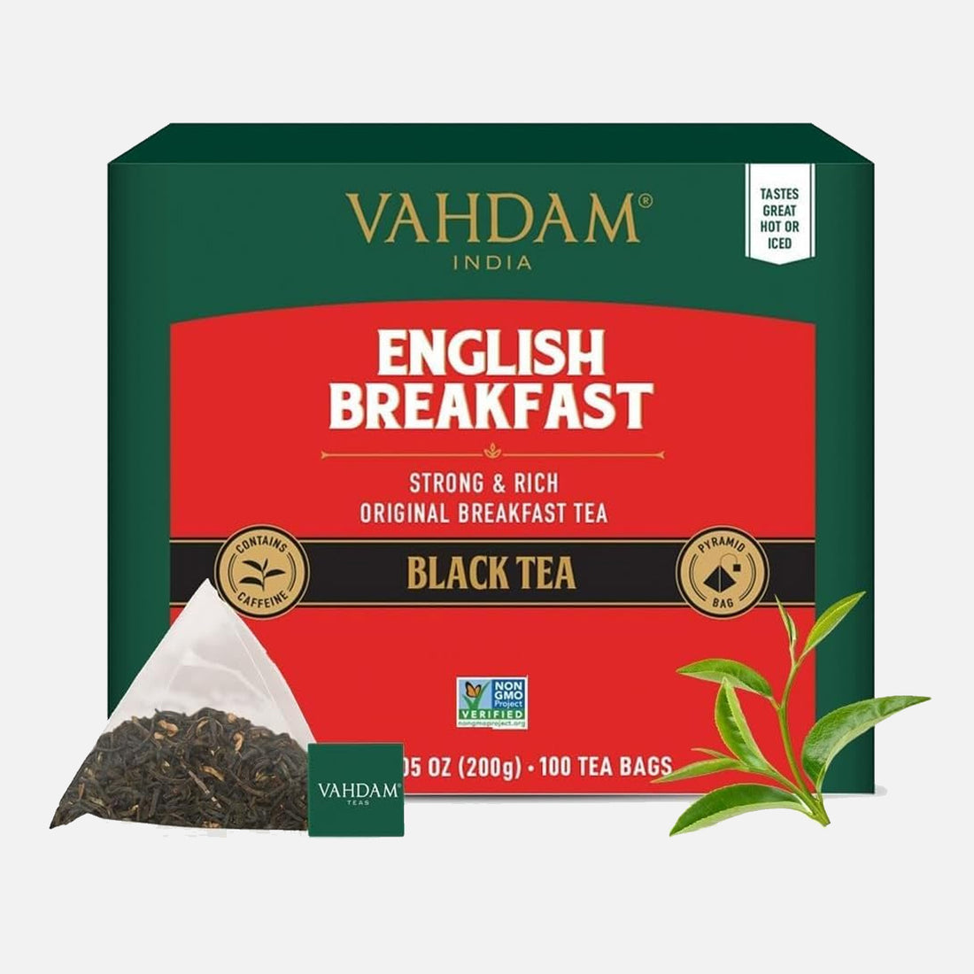 VAHDAM English Breakfast Black Tea Bags (15 Count) High Caffeine | Strong, Robust &amp; Flavoury - Pyramid Tea Bags- Full Bodied Black Tea Leaves