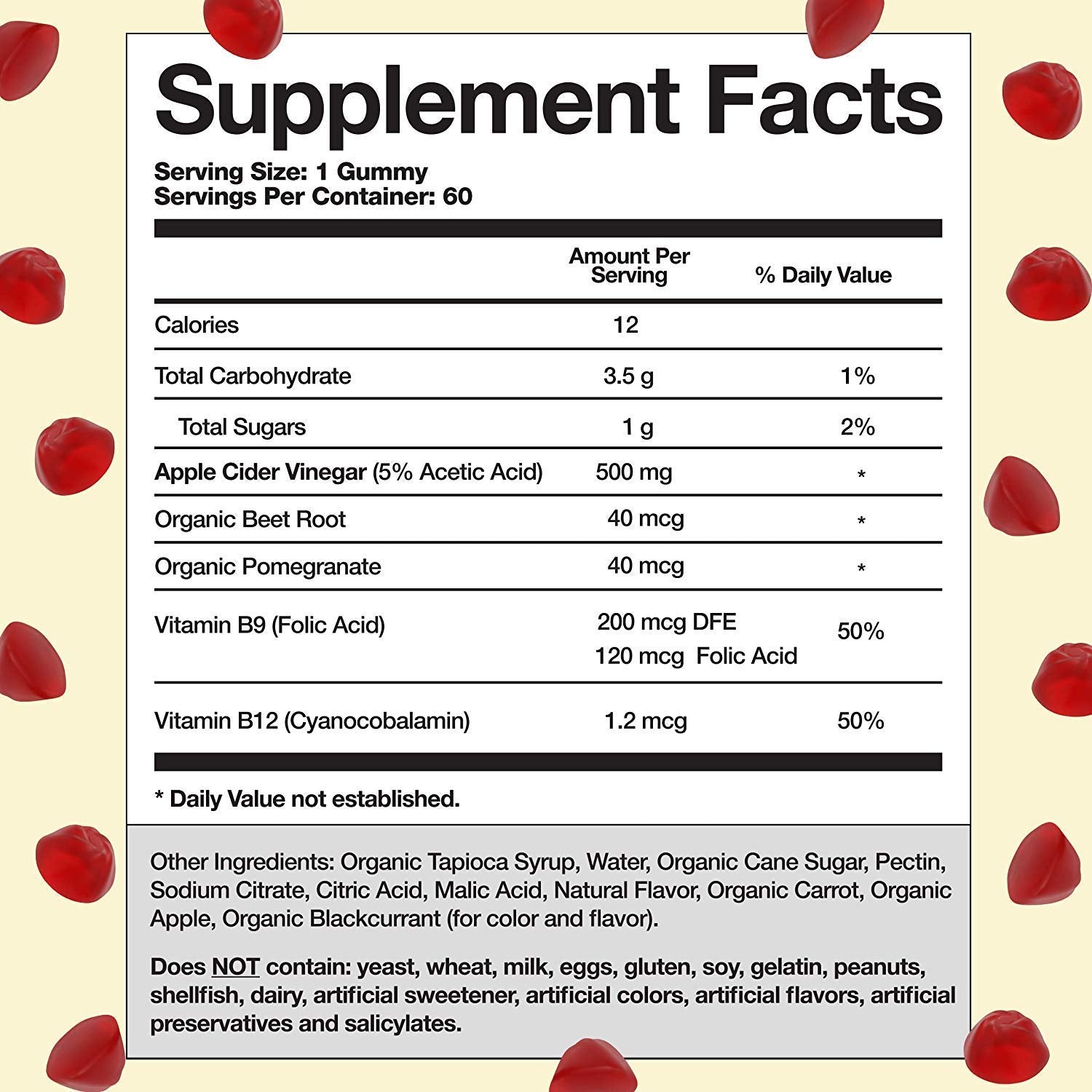 5 BOTTLE OF APPLE CIDER VINEGAR GUMMIES